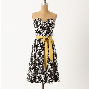 Anthropologie Circ-A-Line elephant strapless dress